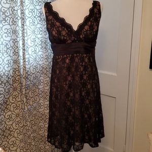 Gorgeous Black Tan Lined Lace Dress
